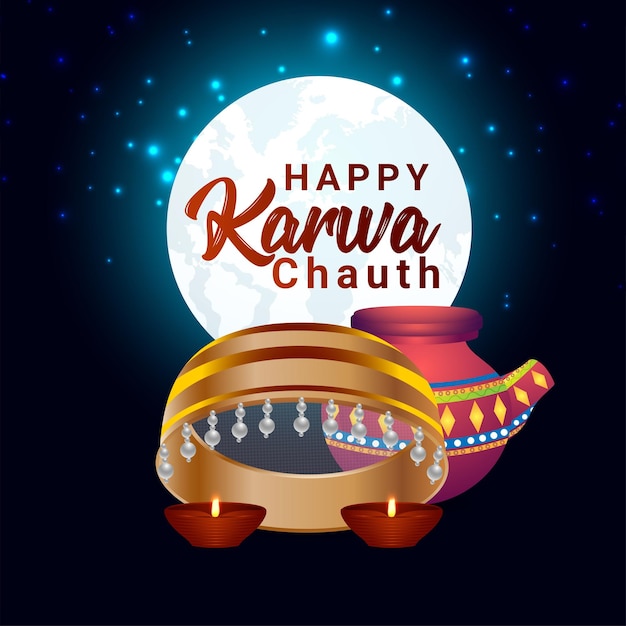 Indian festival of happy karwa chauth celebration background