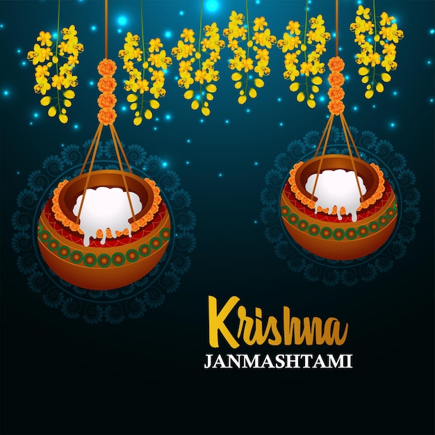 Indian festival happy krishna janmashtami banner