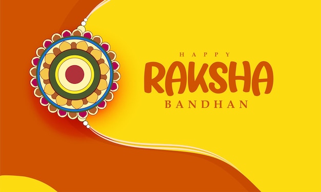 Indian festival Raksha Bandhan hand lettring Greeting Card Template Design with rakhi and creative t