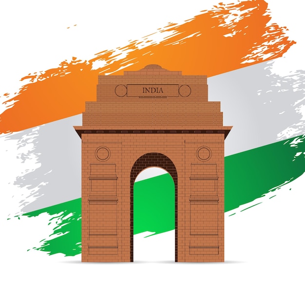 Indian flag background with gate for independence day