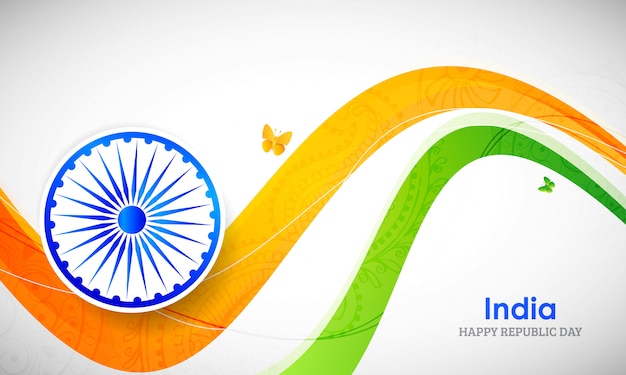 Indian flag color creative wave for India republic day