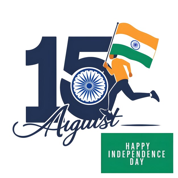 Vector indian flag with the words15th august on a white india independence day