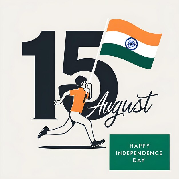 Vector indian flag with the words15th august on a white india independence day