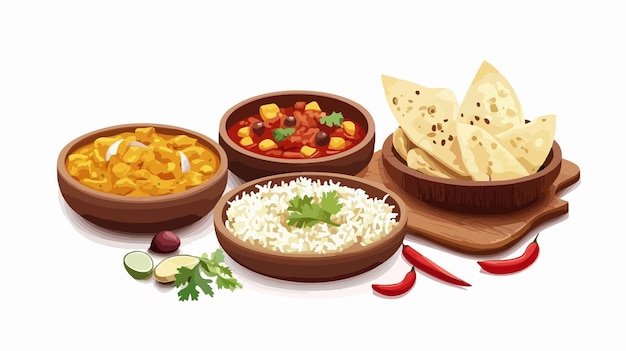 Vector indian food element on background flat vector illustration