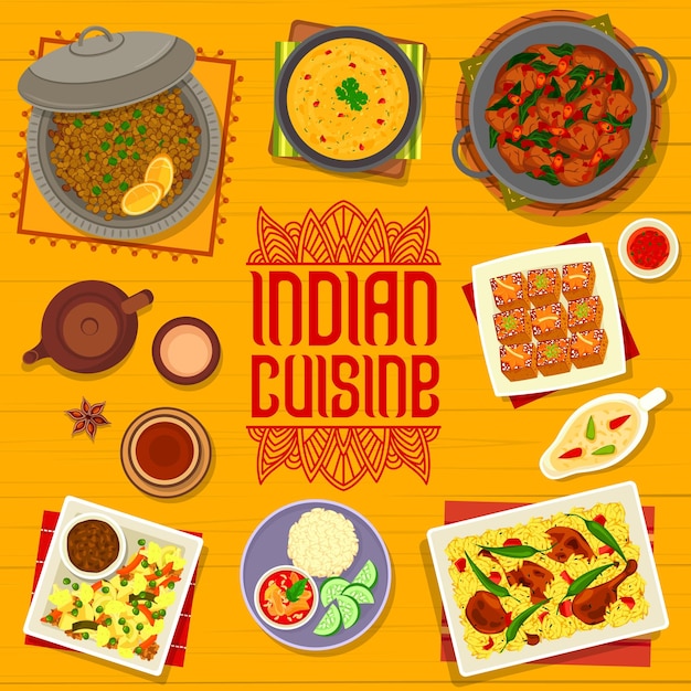 Indian food restaurant meals vector menu cover