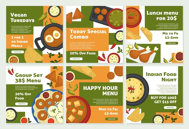 Indian food sale social media template banner set