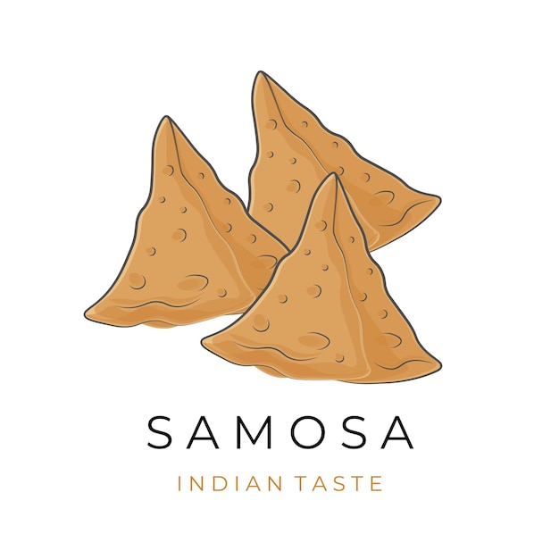 Indian Food Samosa Illustration Logo