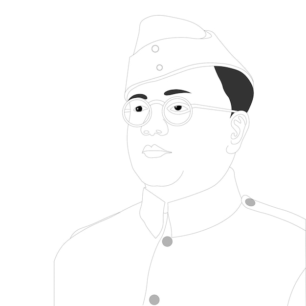 Indian Freedom fighter Netaji Subhas Chandra Bose portrait design vector illustration.