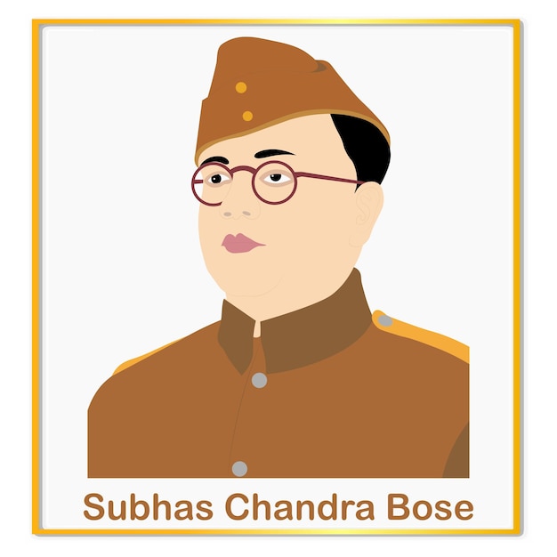 Indian Freedom fighter Netaji Subhas Chandra Bose portrait design vector illustration.