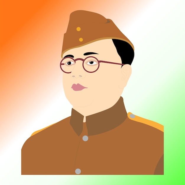 Indian Freedom fighter Netaji Subhas Chandra Bose portrait design vector illustration.