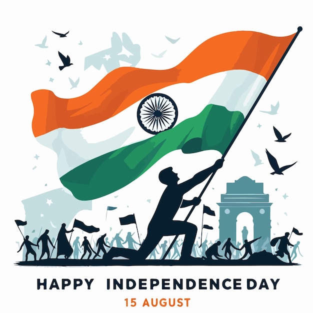 Indian happy independence day celebrating background vector illustration indian flag concept