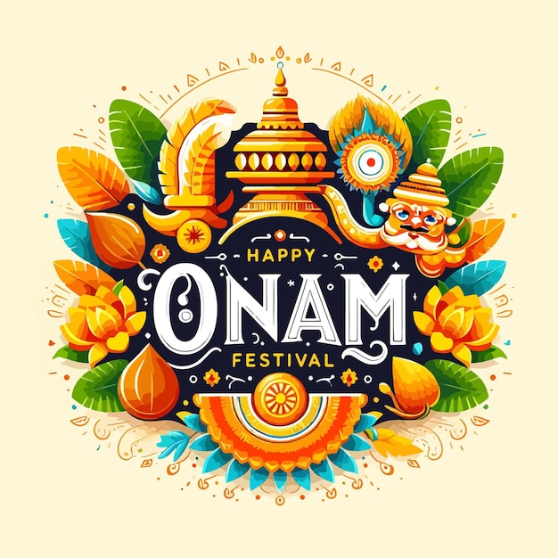 Indian Happy Onam Festival Creative luxury poster style on vector illustration background