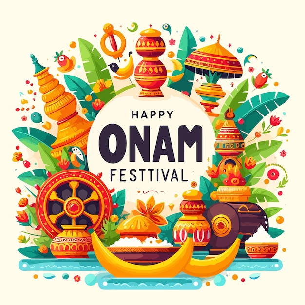 Indian Happy Onam Festival Creative luxury poster style on vector illustration background