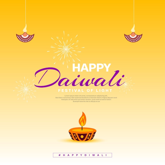 Indian hapy diwali celebration and yellow background design