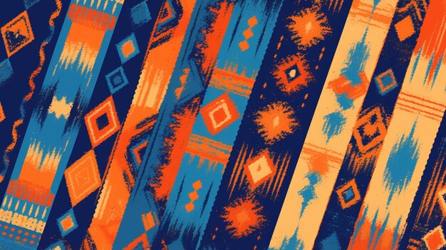 Vector indian ikat patterns with blurred designs