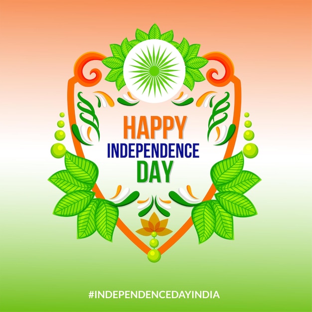 Indian Independence Day 15 August National Poster Orange Blue Green Social Media Poster Banner Free Vector