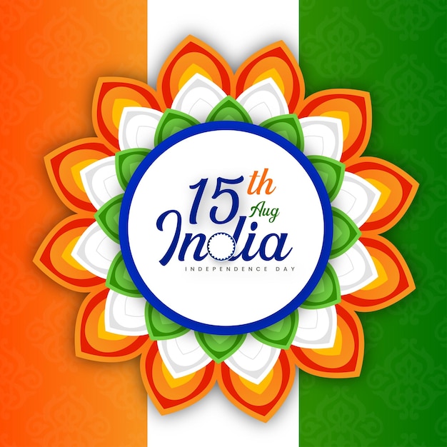 Indian Independence Day 15 August National Poster Orange Blue Green Social Media Poster Banner Free Vector