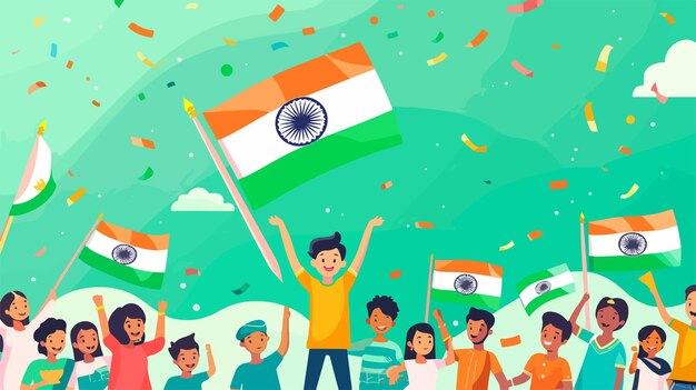 Vector indian independence day celebration with flag vector illustration