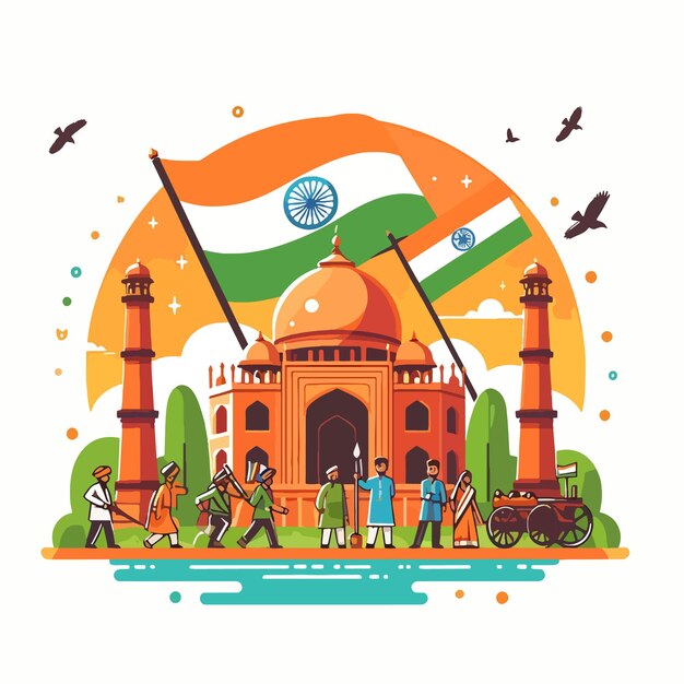 Vector indian independence day flat vector illustration background