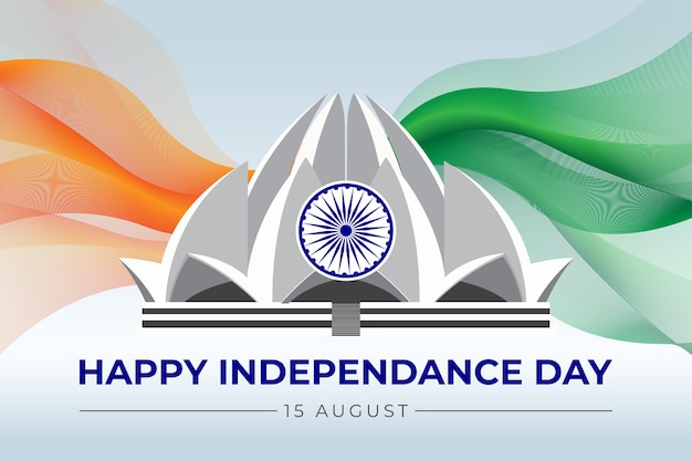 Indian Independence day vector illustration with Lotus Temple India