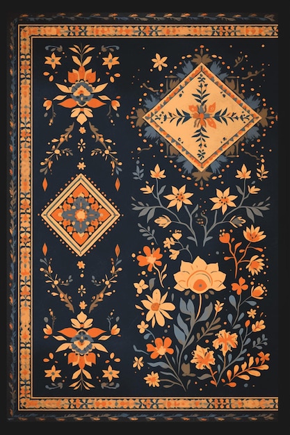 Vector indian kashmiri patterns with fine embroidery