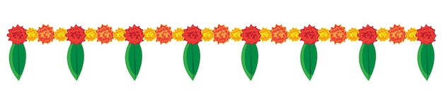 indian marigold garland toran design flower bunting vector