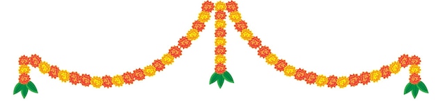 indian marigold garland toran design flower bunting vector