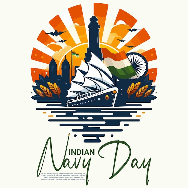 Indian navy day social media post banner template