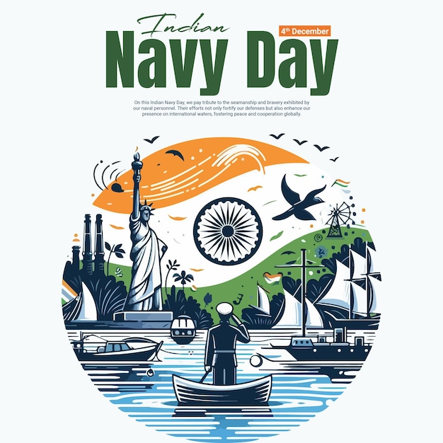 Indian navy day social media post banner template