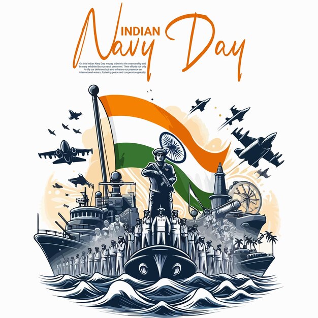 Indian navy day social media post banner template