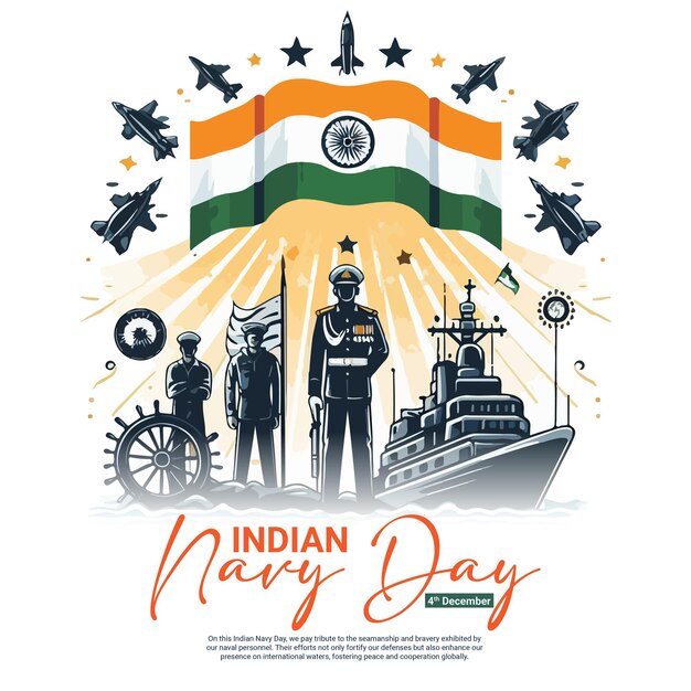 Indian navy day social media post banner template