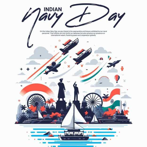 Vector indian navy day social media post banner template