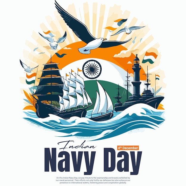 Indian navy day social media post banner template