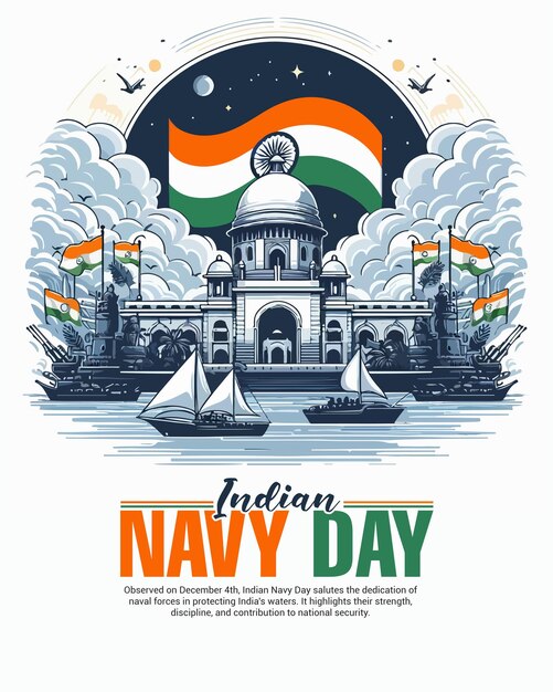 Vector indian navy day social media post banner template