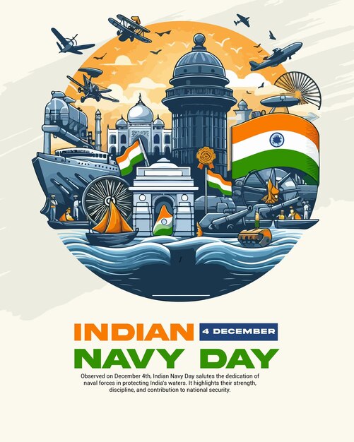 Indian Navy Day social media post banner template