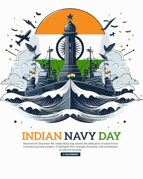 Vector indian navy day social media post banner template