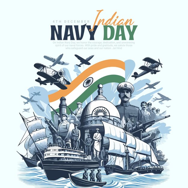 Vector indian navy day social media post