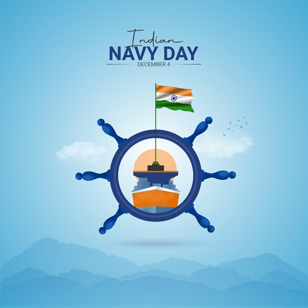 Indian Navy Day Vector Illustration Navy Day Social Media Concept