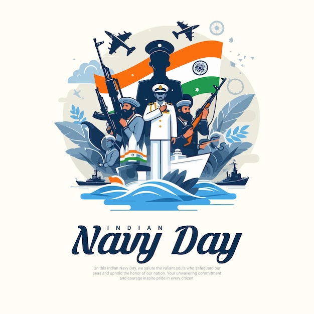 Indian Navy Day with Naval Officer Defence Social Media Post Banner Template