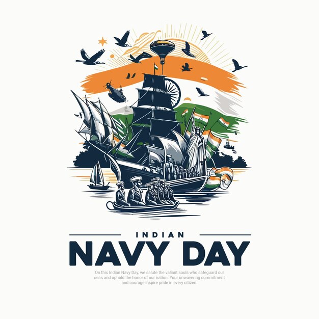 Vector indian navy day with naval officer defence social media post banner template