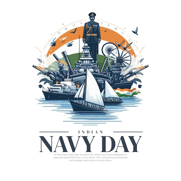 Vector indian navy day with naval officer defence social media post banner template