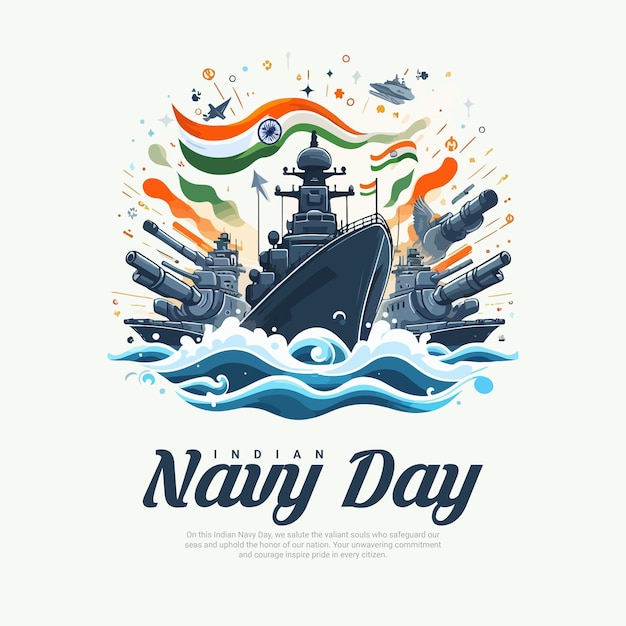 Vector indian navy day with naval officer defence social media post banner template