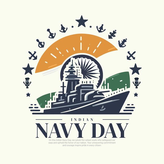 Vector indian navy day with naval officer defence social media post banner template