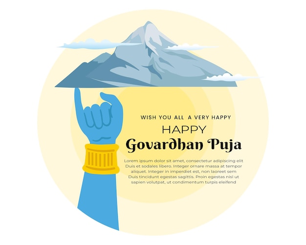 Indian religious festival of happy Govardhan puja for banner design, poster template design. vector