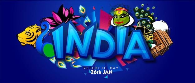 Indian republic day concept with text 26 january vector illustration design Free Vector