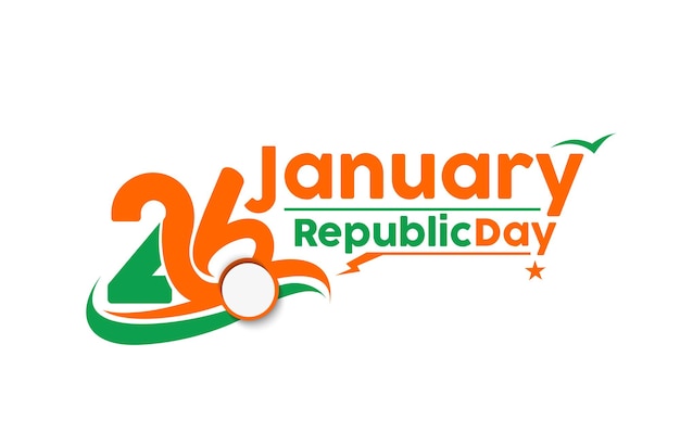 Indian Republic day concept with text 26 January. Vector illustration Design.