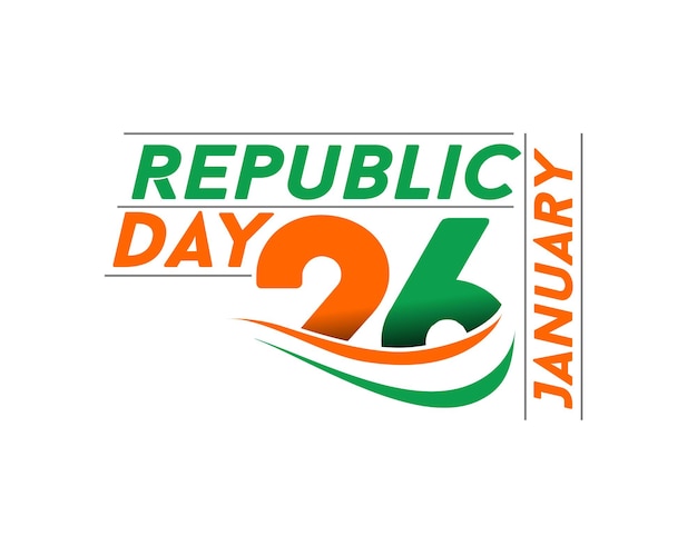 Indian Republic day concept with text 26 January. Vector illustration Design.