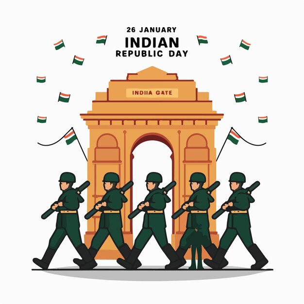 Vector indian republic day flat drawn celebration design