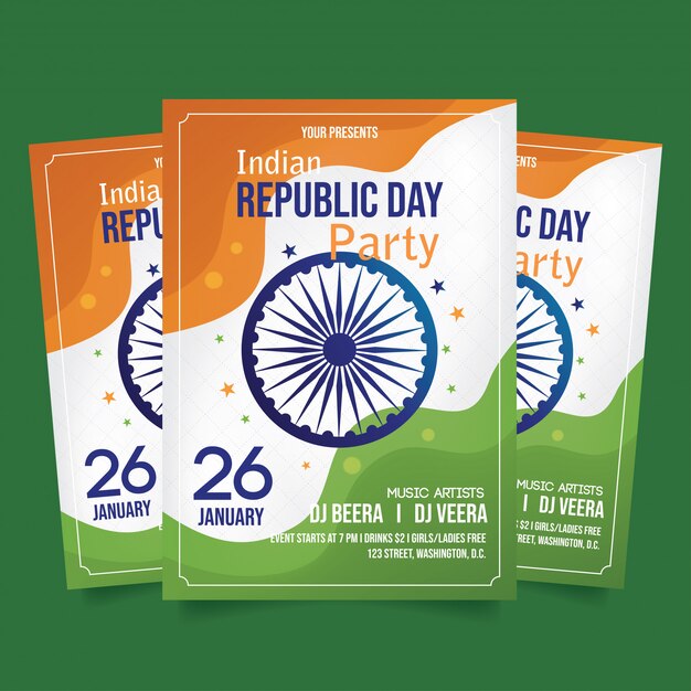 Vector indian republic day party flyer template vector