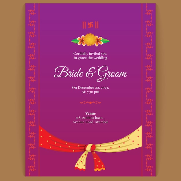 indian royal luxury wedding invitation card template vector